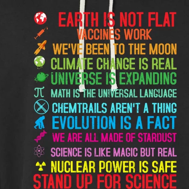 Earth Is Not Flat Vaccines Work Climate Change Science Funny Gift Garment-Dyed Fleece Hoodie