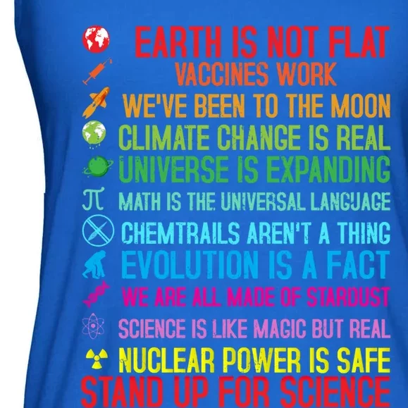 Earth Is Not Flat Vaccines Work Climate Change Science Funny Gift Ladies Essential Flowy Tank