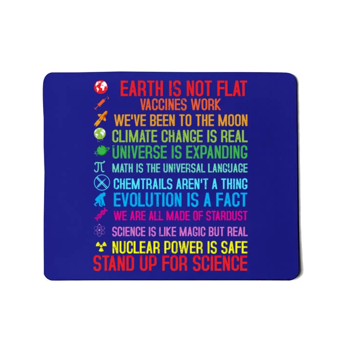 Earth Is Not Flat Vaccines Work Climate Change Science Funny Gift Mousepad