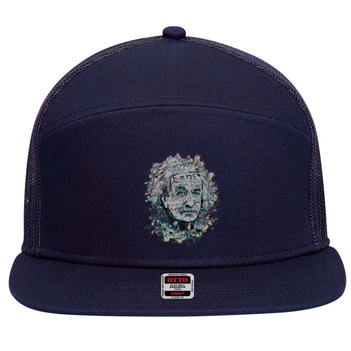 Einstein Paint Splatter 7 Panel Mesh Trucker Snapback Hat