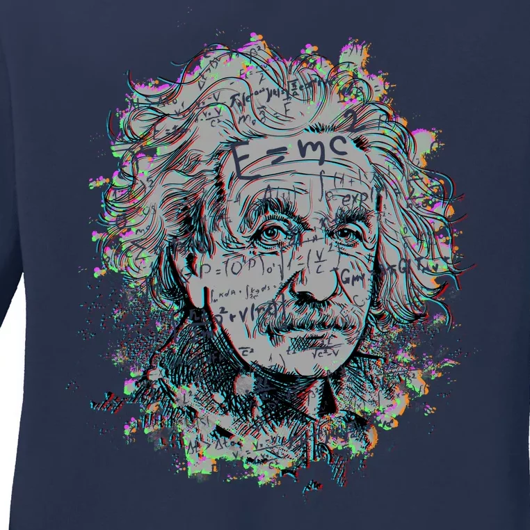 Einstein Paint Splatter Ladies Long Sleeve Shirt