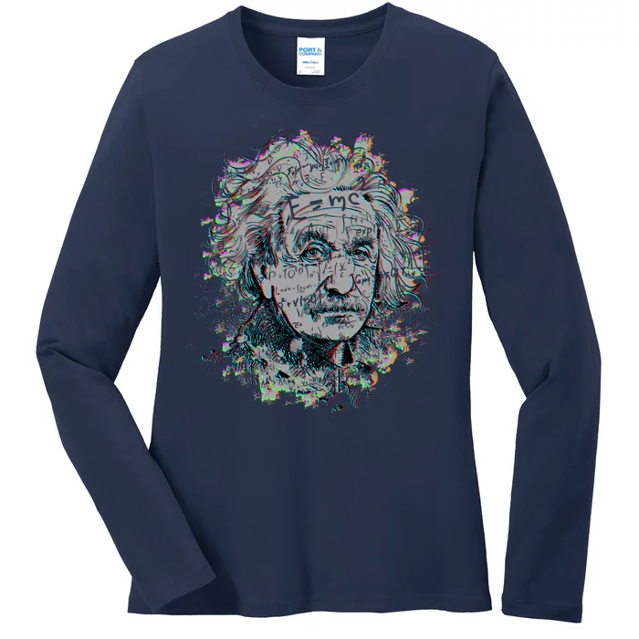 Einstein Paint Splatter Ladies Long Sleeve Shirt