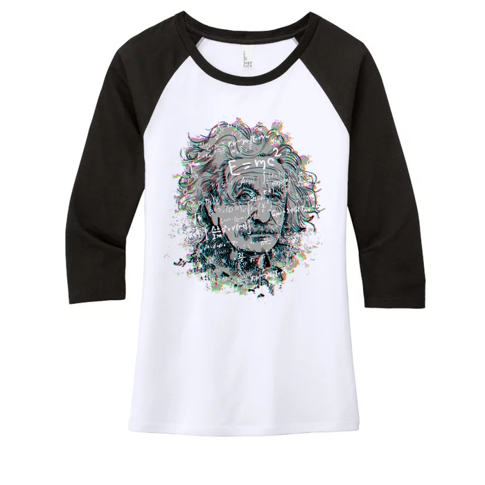 Einstein Paint Splatter Women's Tri-Blend 3/4-Sleeve Raglan Shirt