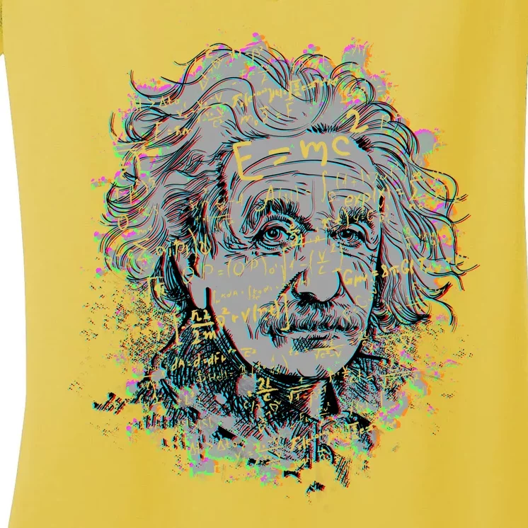 Einstein Paint Splatter Women's V-Neck T-Shirt