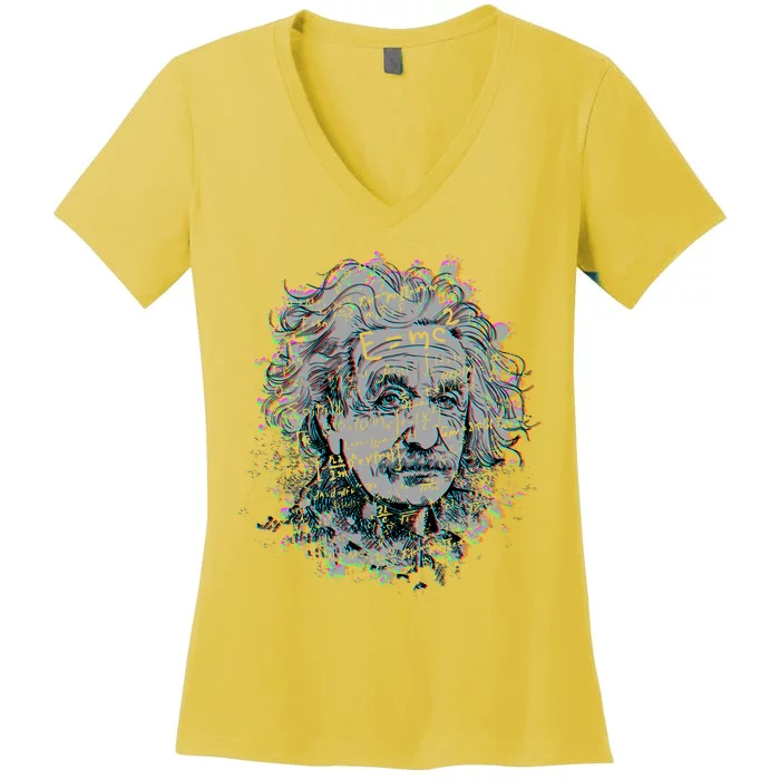 Einstein Paint Splatter Women's V-Neck T-Shirt