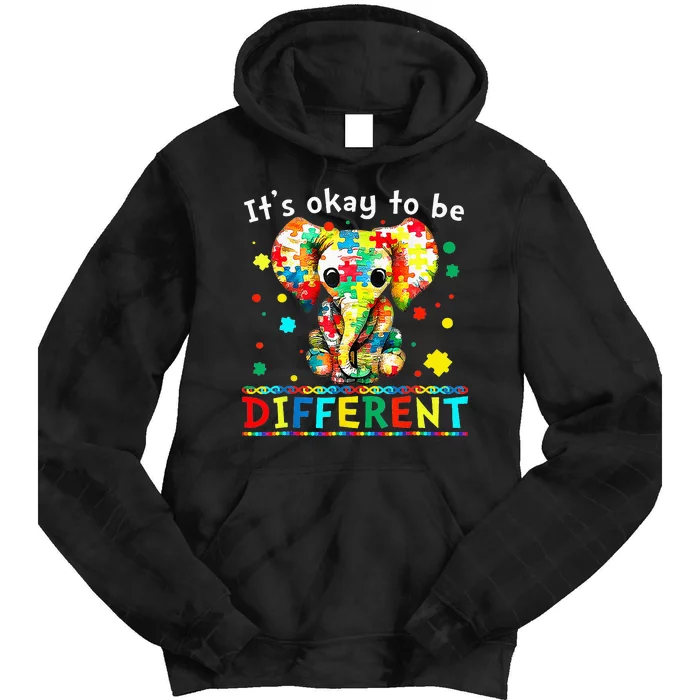 Elephant It's Okay To Be Different asd Awareness Tie Dye Hoodie