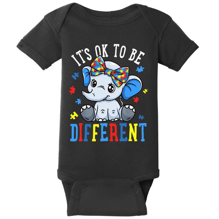 Elephant It's Ok To Be Different Autism Awareness Baby Bodysuit