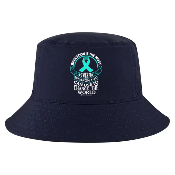 Education Is Powerful Stress Awareness Funny Gift Cool Comfort Performance Bucket Hat