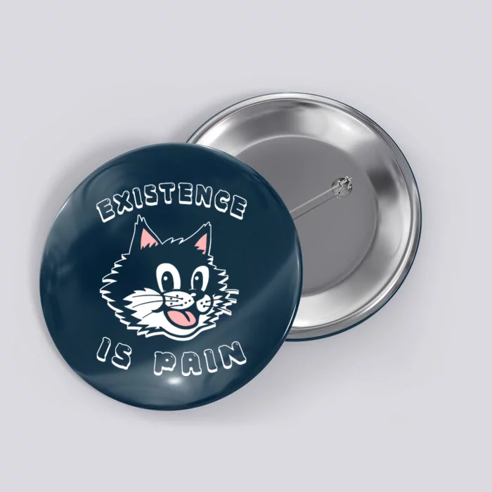 Existence Is Pain Nihilist 1920s Laughing Cat Button