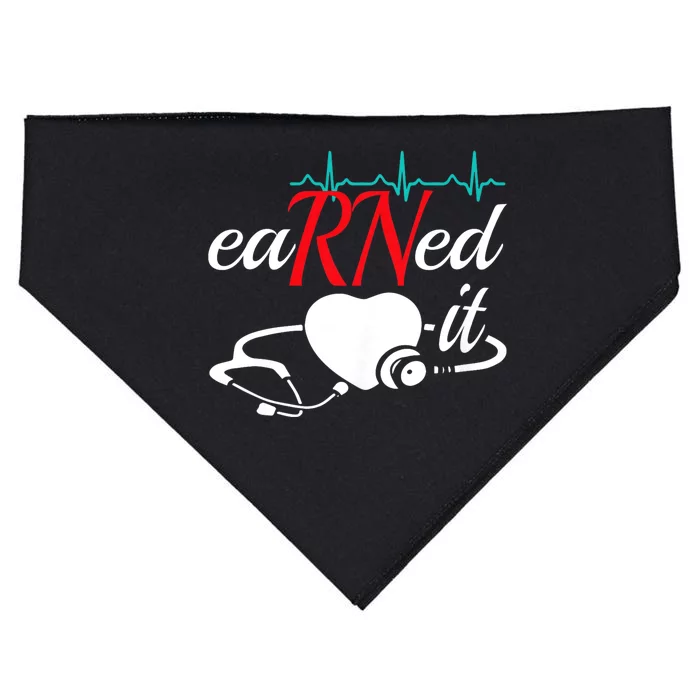 Earned It Rn Nurse Nursing Graduation USA-Made Doggie Bandana