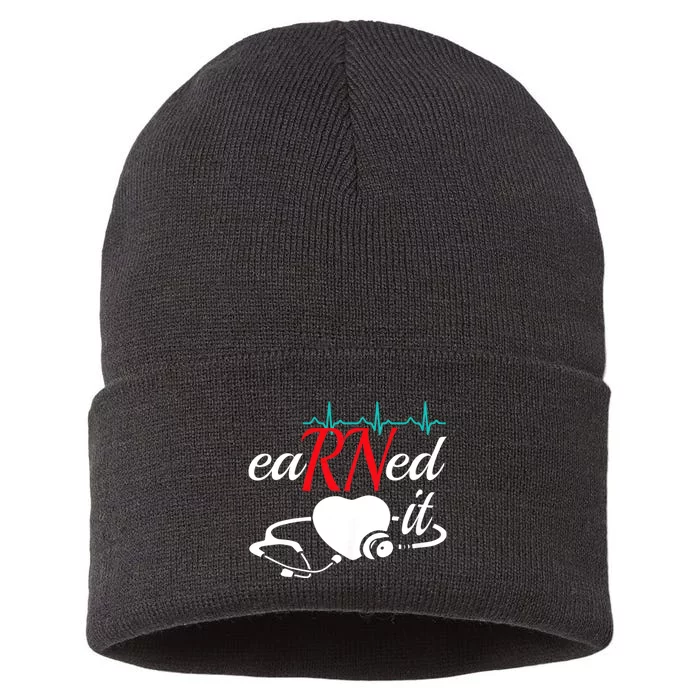 Earned It Rn Nurse Nursing Graduation Sustainable Knit Beanie