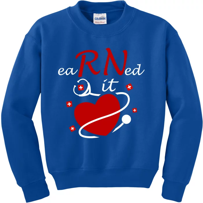 Earned It Rn Nurse Nursing Graduation Heartbeat Stethoscope Cute Gift Kids Sweatshirt