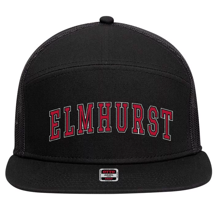 Elmhurst Illinois Souvenir Sport College Style Text 7 Panel Mesh Trucker Snapback Hat