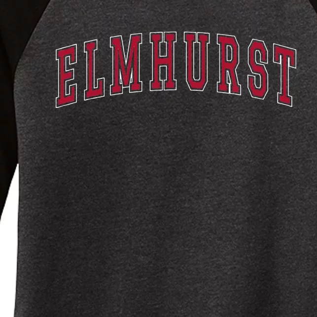 Elmhurst Illinois Souvenir Sport College Style Text Women's Tri-Blend 3/4-Sleeve Raglan Shirt