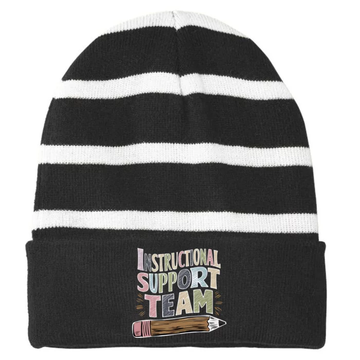 Elementary Instructional Support Staff Team Striped Beanie with Solid Band