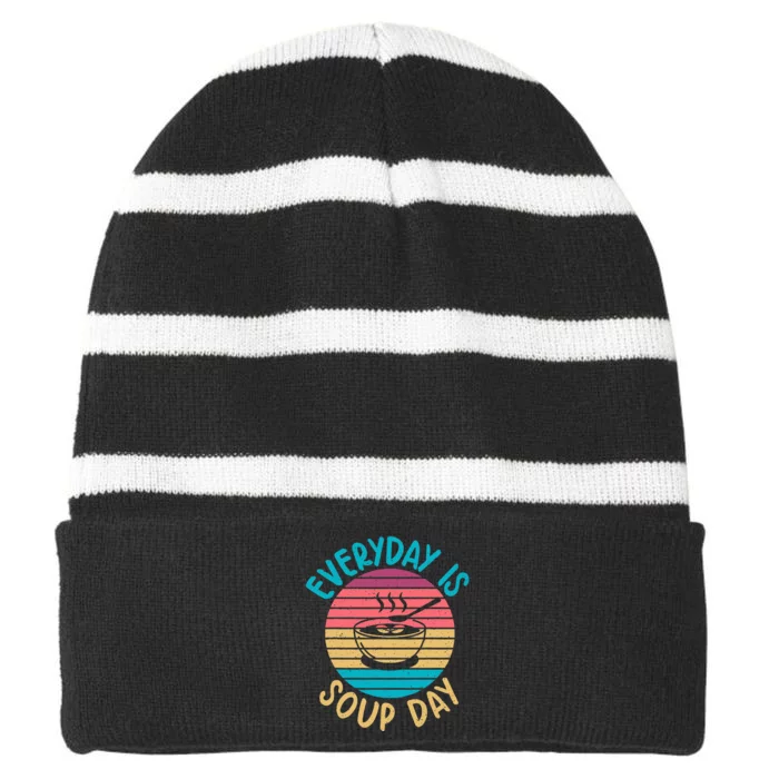 Everyday Is Soup Day Soup Lover Striped Beanie with Solid Band