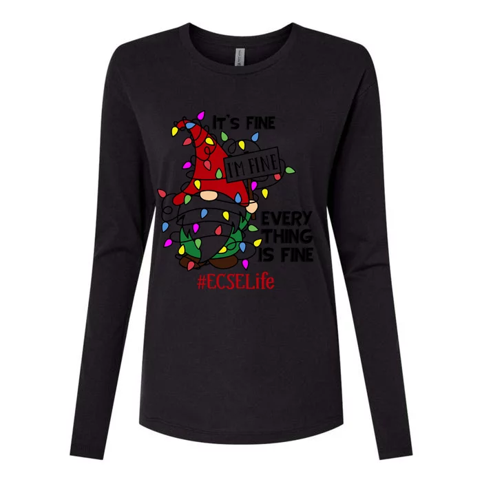 Ecselife It S Fine I Am Fine Every Thing Is Fine Gift Womens Cotton Relaxed Long Sleeve T-Shirt