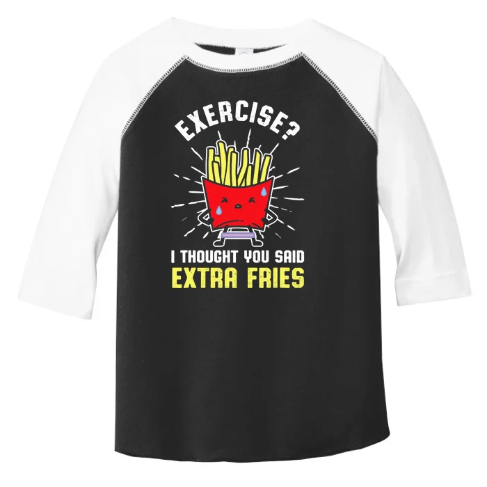 Exercise I Thought You Said Extra Fries Workout Fries Lover Toddler Fine Jersey T-Shirt