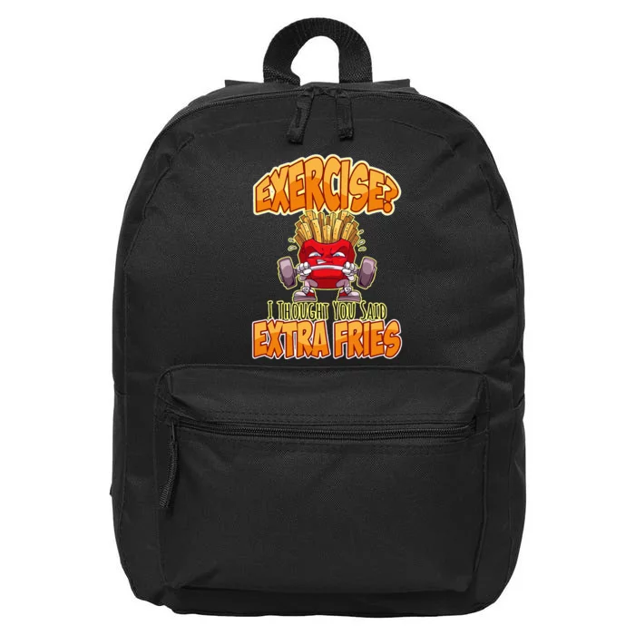 Exercise I Thought You Said Extra Fries Workout Gym 16 in Basic Backpack