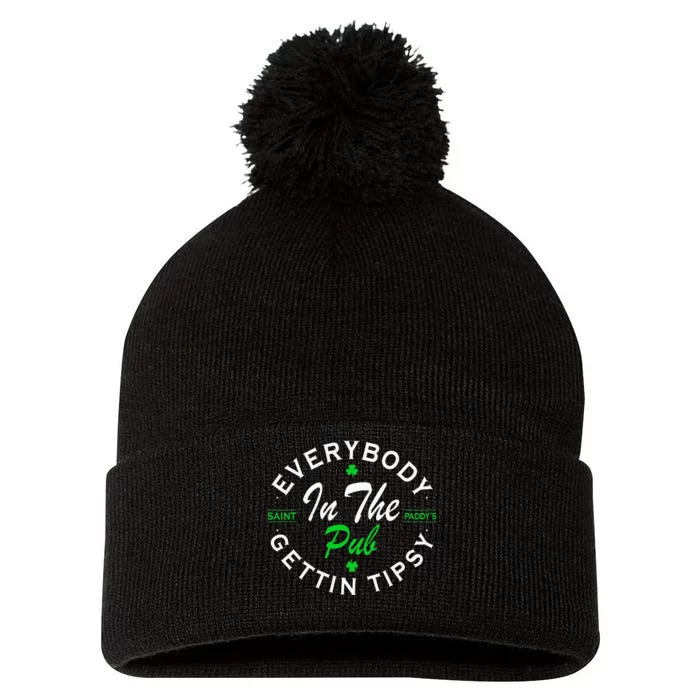 Everybody In The Pub Getting Tipsy St Patricks Day Pom Pom 12in Knit Beanie