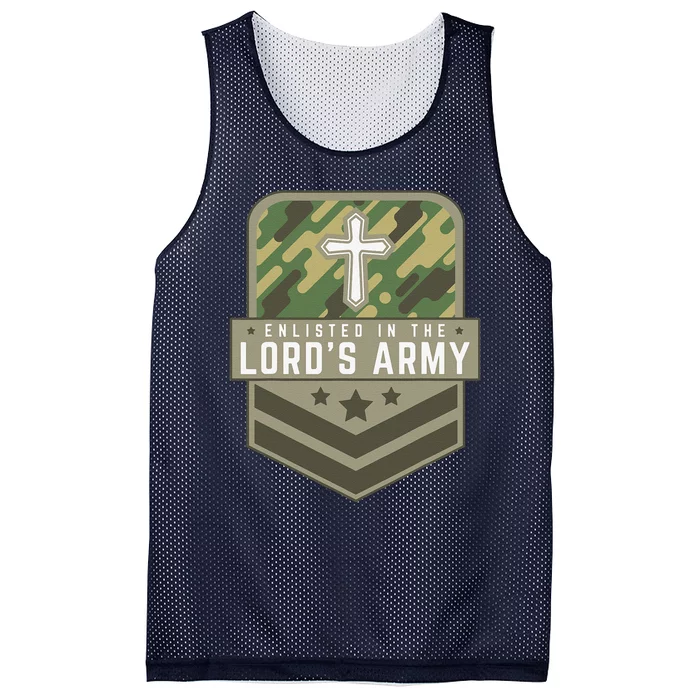 Enlisted In The Lords Army Faith Religious Cross Mesh Reversible Basketball Jersey Tank