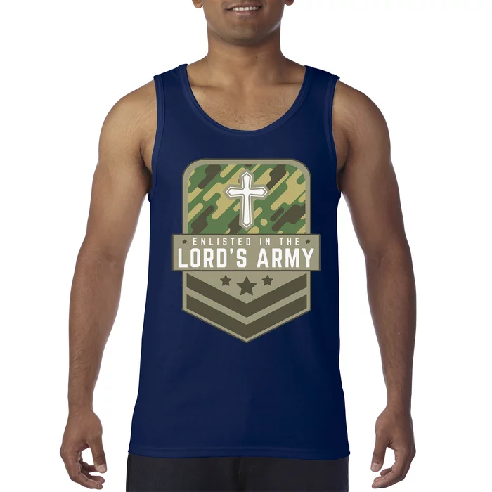 Enlisted In The Lords Army Faith Religious Cross Tank Top