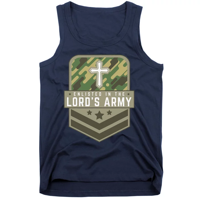 Enlisted In The Lords Army Faith Religious Cross Tank Top