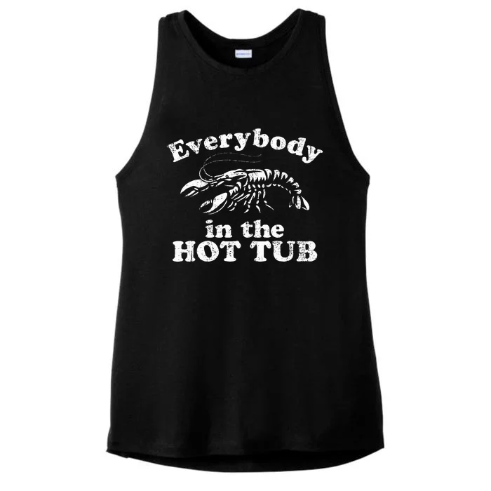 Everybody In The Hot Tub Funny Crawfish Boil Ladies Tri-Blend Wicking Tank