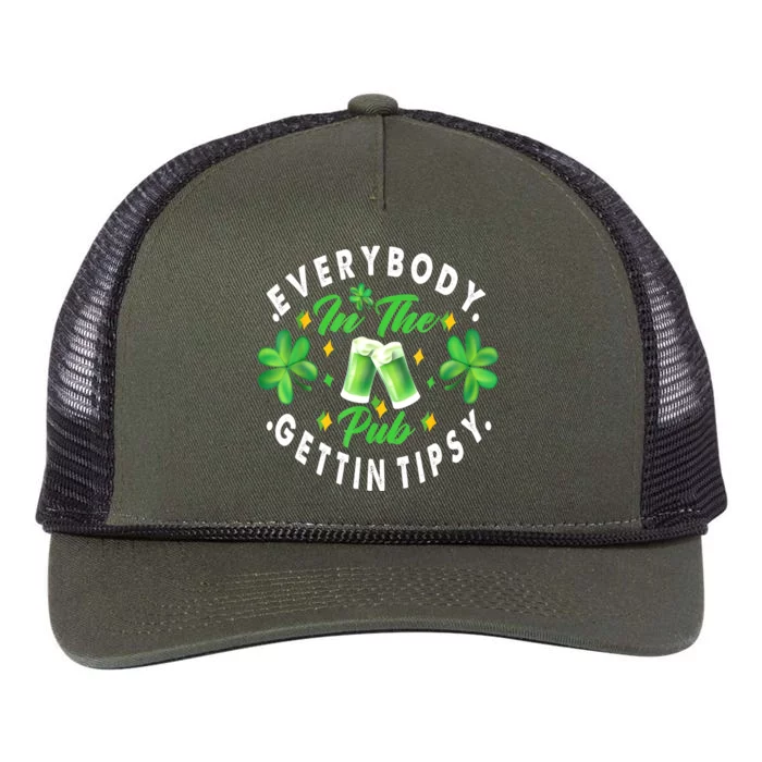 Everybody In The Pub Getting Tipsy St Patricks Day Shamrock Retro Rope Trucker Hat Cap