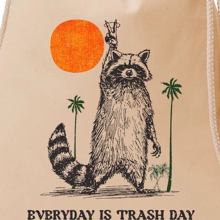 Everyday Is Trash Day Raccoon Drawstring Bag