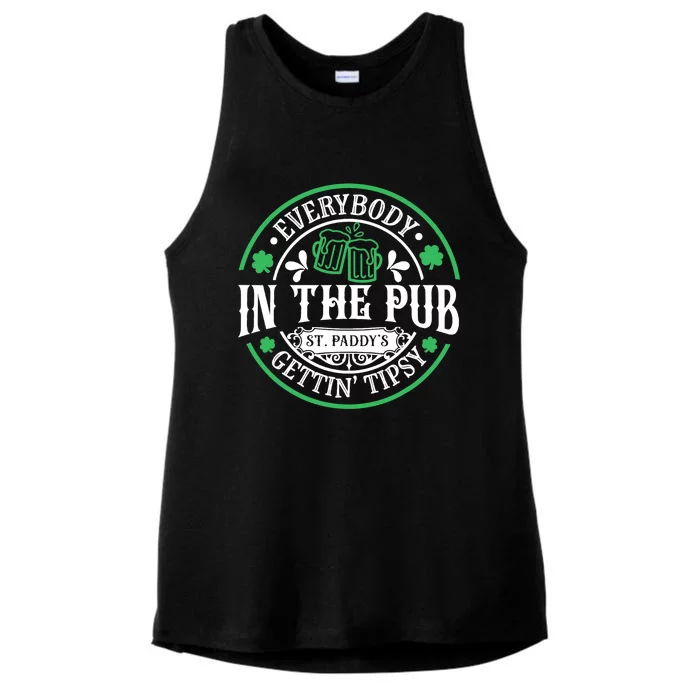 Everybody In The Pub Getting Tipsy St Patricks Day Drinking Ladies Tri-Blend Wicking Tank