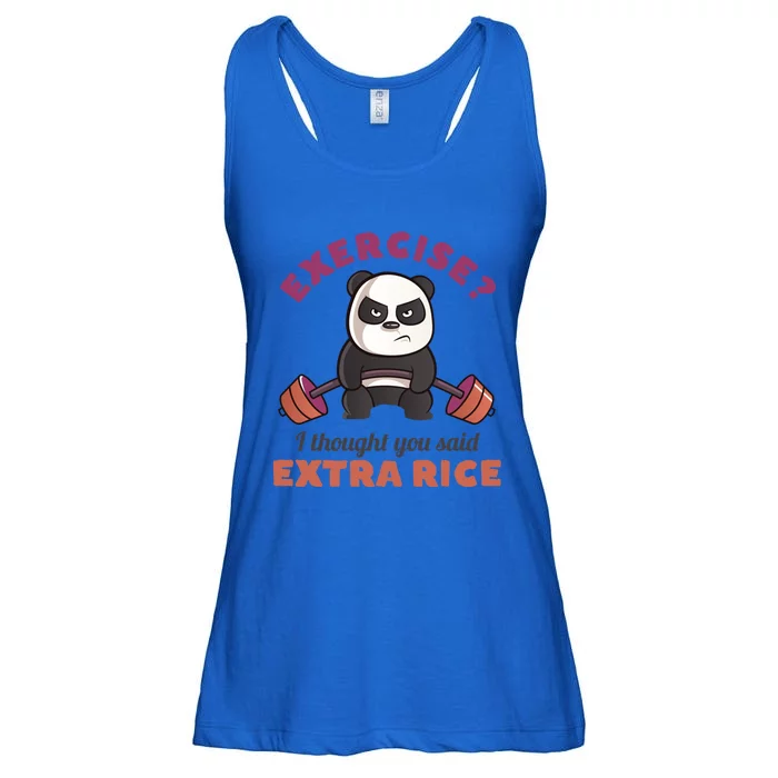 Exercise I Thought You Said Extra Rice Funny Panda Workout Gift Ladies Essential Flowy Tank