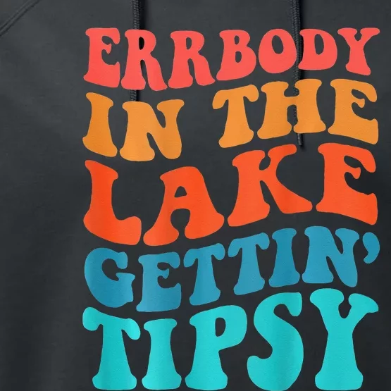 Everybody In The Lake Getting Tipsy Retro Groovy Performance Fleece Hoodie