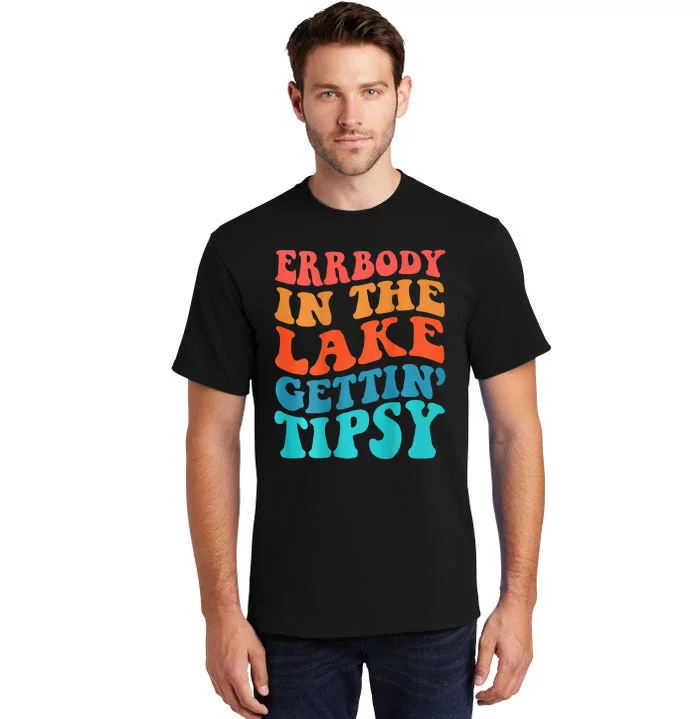 Everybody In The Lake Getting Tipsy Retro Groovy Tall T-Shirt