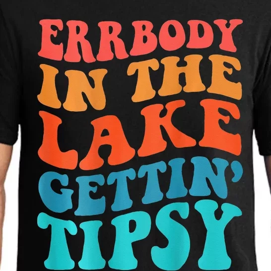 Everybody In The Lake Getting Tipsy Retro Groovy Pajama Set