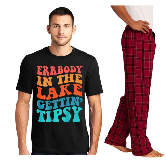 Everybody In The Lake Getting Tipsy Retro Groovy Pajama Set