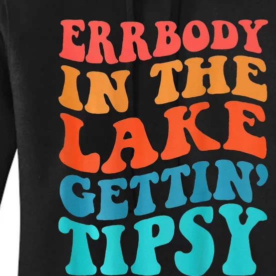 Everybody In The Lake Getting Tipsy Retro Groovy Women's Pullover Hoodie