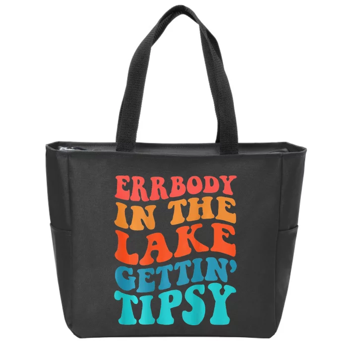 Everybody In The Lake Getting Tipsy Retro Groovy Zip Tote Bag