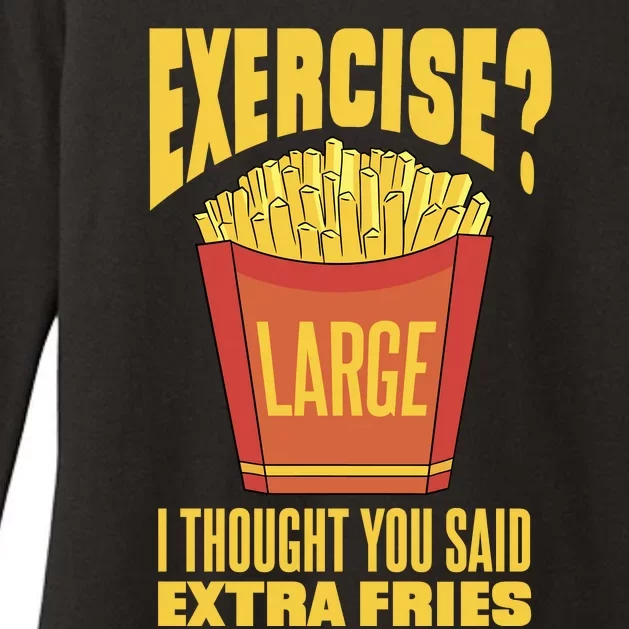 Exercise I Thought You Said Extra Fries Funny Fitness Womens CVC Long Sleeve Shirt