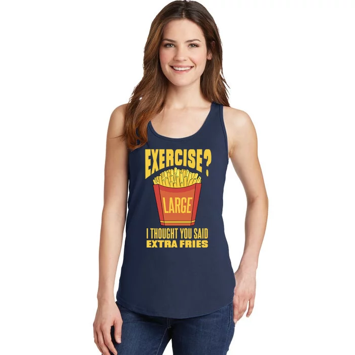 Exercise I Thought You Said Extra Fries Funny Fitness Ladies Essential Tank