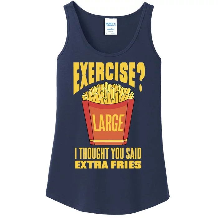 Exercise I Thought You Said Extra Fries Funny Fitness Ladies Essential Tank