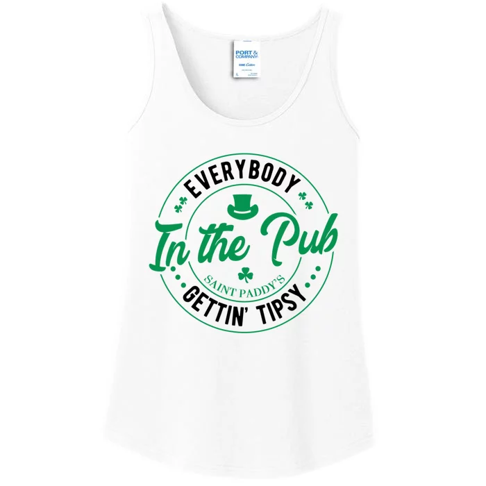 Everybody In The Pub Getting Tipsy St Patricks Day Shamrock Ladies Essential Tank