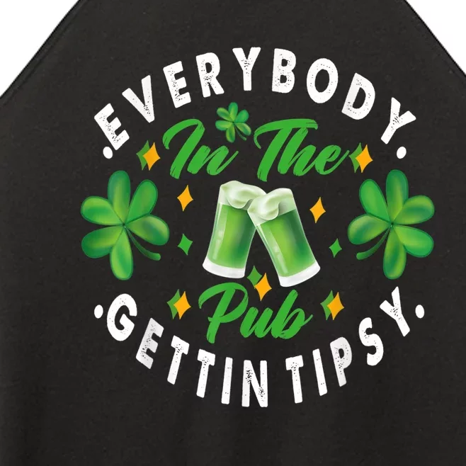 Everybody In The Pub Getting Tipsy St Patricks Day Shamrock Women’s Perfect Tri Rocker Tank