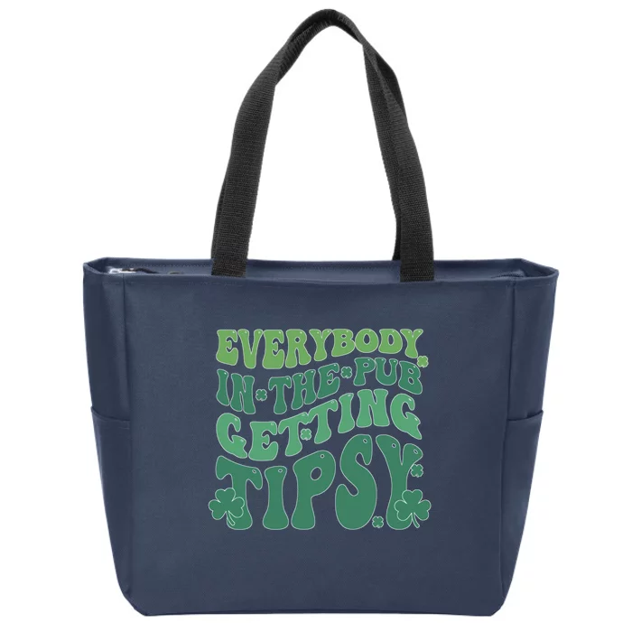 Everybody In The Pub Getting Tipsy Groovy Patricks Day Drink Zip Tote Bag