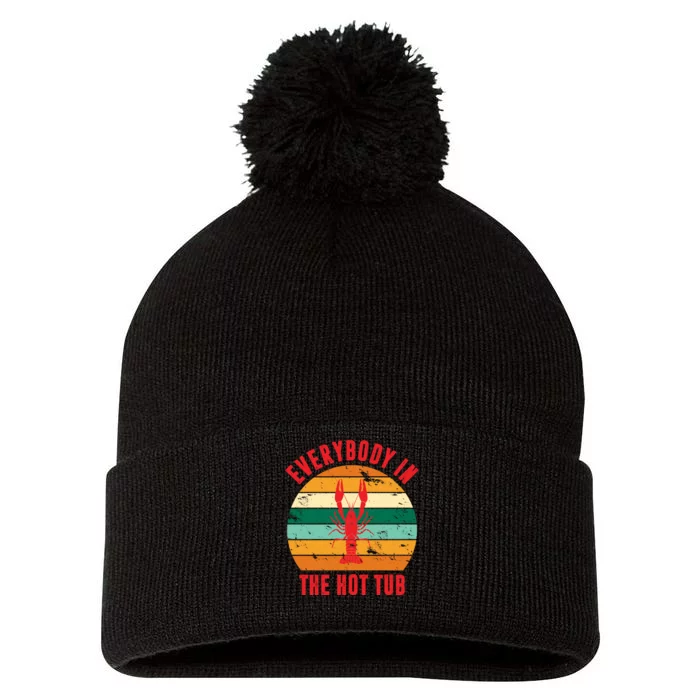 Everybody In The Hot Tub Funny Crawfish Pom Pom 12in Knit Beanie