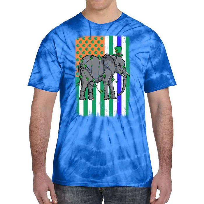 Elephant Irish Usa Flag Police Officer Cop St Patrick's Day Gift Tie-Dye T-Shirt