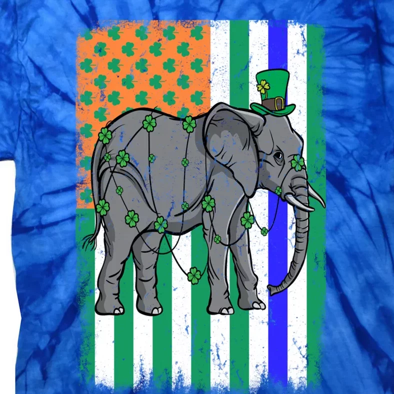 Elephant Irish Usa Flag Police Officer Cop St Patrick's Day Gift Tie-Dye T-Shirt