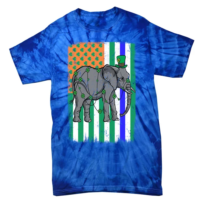 Elephant Irish Usa Flag Police Officer Cop St Patrick's Day Gift Tie-Dye T-Shirt