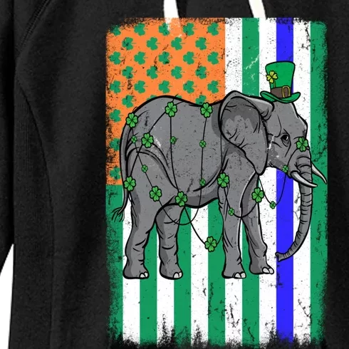 Elephant Irish Usa Flag Police Officer Cop St Patrick's Day Funny Gift Women's Fleece Hoodie