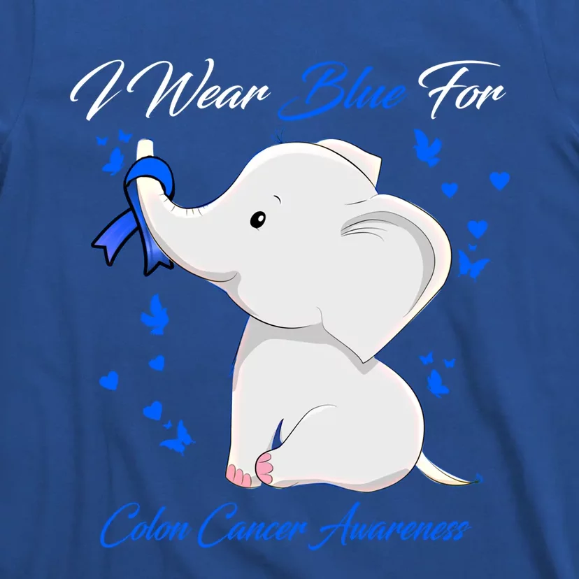 Elephant I Wear Blue For Colon Cancer Awareness Gift T-Shirt